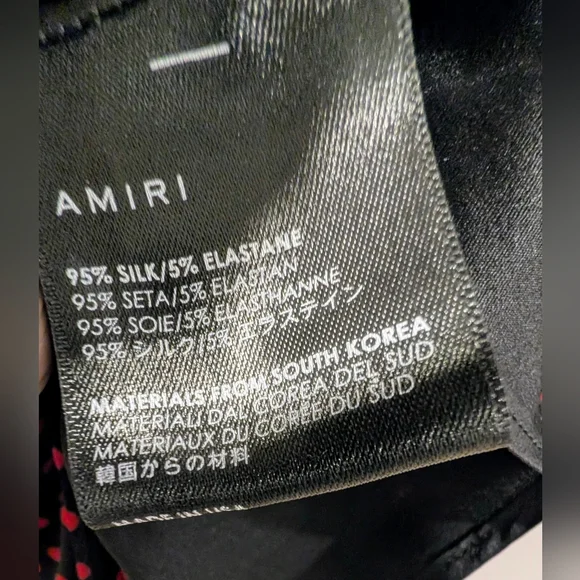 AMIRI Black With Red Polka Dots Asymmetrical Low Back Silk Dress - Picture 8 of 8